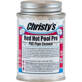 Christy's Red Hot Pool Pro PVC Cement - Medium Body, Very Fast Set, Low-VOC, 1/4 Pint (4 fl oz)