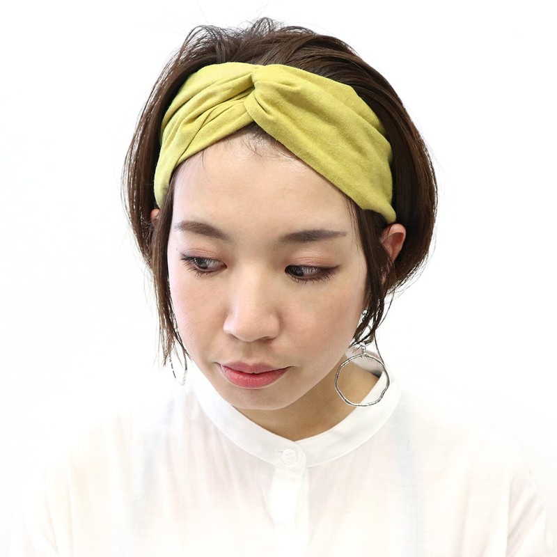 Hair Band Cross Design Mustard Solid Color Washable 100% Cotton