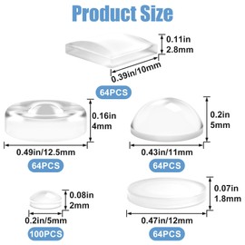 STSTR 356PCS Bump Dots for Visually Impaired, Multiple Sizes Shapes Low Vision Aids Tactile Stickers Braille Aids for Blind, Low Vision, Elderly - Clear