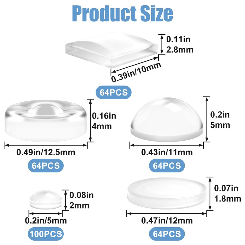 STSTR 356PCS Bump Dots for Visually Impaired, Multiple Sizes Shapes