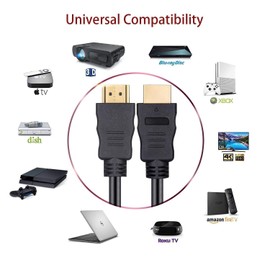 CableVantage HDMI Cable Braided Cord - HDMI HD Ready - High Speed - Gold Plated Connectors - Ethernet/Audio Return Channel - Video 1080p, 3D - PC TV HDTV Black (15 Feet)