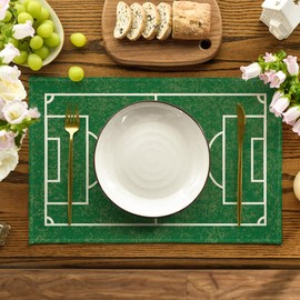 Artoid Mode Sports Football Field Set of 6 Placemats, 30 x 45 cm, Banquet Placemats, Washable, Indoor, Outdoor Placemats, Kitchen, Party Decoration