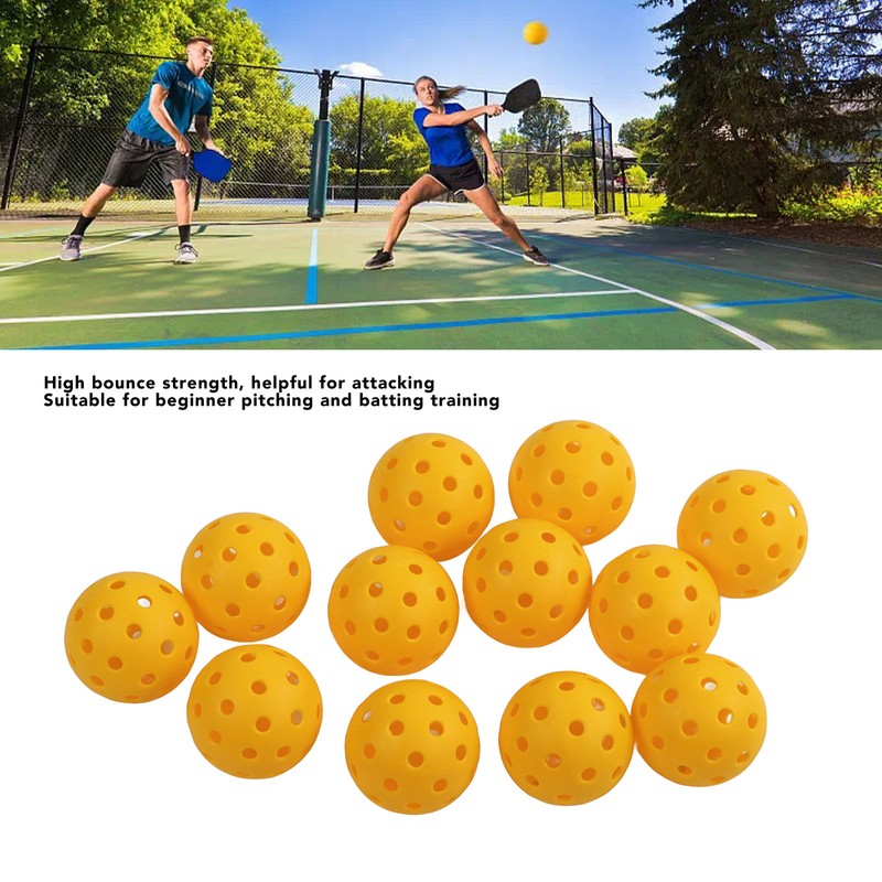 12PCS 74mm 40 Holes Pickleballs PE Plastic High Elasticity Pickleball