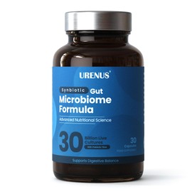 URENUS Synbiotic Gut Microbiome Formula 30 Billion Live Cultures 5 Clinically Studied Strains with Inulin FOS Prebiotic Fibre 30 Capsules