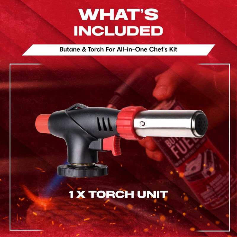 Chef Master Butane Torch Lighter, Refillable Kitchen Torch, Cooking Torch,