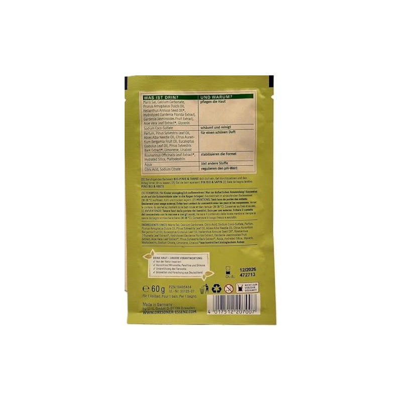 Dresdner Essenz Bath Salts Organic Pine & Fir Time to