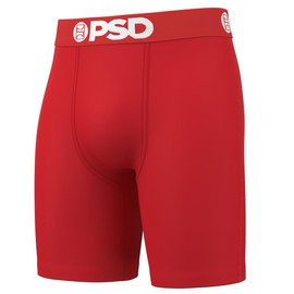 PSD Underwear Mens Boxer Briefs - Solid Red/Grey/Black 3 Pack, 7 Inch Inseam, Moisture-Wicking, 4-Way Stretch, Boxer Briefs for Men Pack