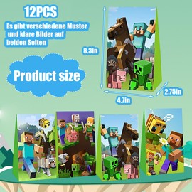 MIFKLMV Theme Party Bags for Kids, Theme Game Party Gift Bags, Birthday Party Decorations Bag, Party Candy Treat Bags for Birthday Decorations, Party Supplies for Kids Girls or Boys - 12PCS