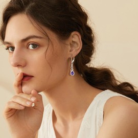 Rocayi Infinity Dangle Drop Earrings for Women 925 Sterling Silver Teardrop Leverback Earrings Amethyst February Birthstone Jewelry Gifts for Women Wife Mother Daughter Her