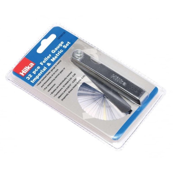 Hilka Tools 12700132 32 Feeler Gauge Imperial & Metric Set