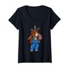Womens Cartoon Goat Character In Overalls For Kids V-Neck T-Shirt