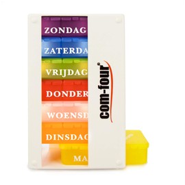 COM-FOUR® 1x Medication Dispenser in Dutch, Medication Box for 7 Days