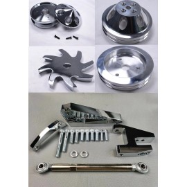 CNCRSR Small Block Chevy SWP Alternator Bracket Kit w Water Pump Crankshaft Alt Pulley