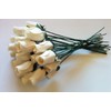 Seddex 24 Beautiful Realistic Ivory White Wooden Roses (Standard Version)