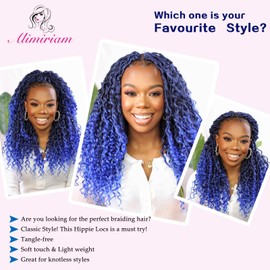 New Goddess Locs Crochet Hair 8 Packs 12inch Blue River Locs Crochet Hair Boho Faux Locs Wavy Crochet Curly Hair with Curly Ends Synthetic Hair Extensions (12" 8Packs T1B/Blue#)