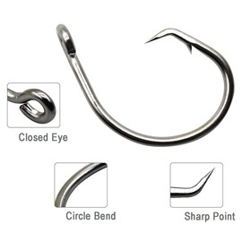 JSHANMEI Fishing Hooks Stainless Steel Tuna Circle Hook 3X Extra Strong Saltwater Fish Hooks (7/0-25pcs)