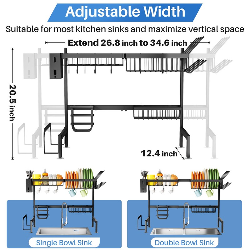 Over The Sink Dish Drying Rack - Adjustable Dish Rack