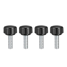 sourcing map M5 x 20mm Metric Male Thread Knurled Clamping Knobs Grip Thumb Screw on Type Plastic Threaded Hand Bolt Knobs Black 4 Pcs