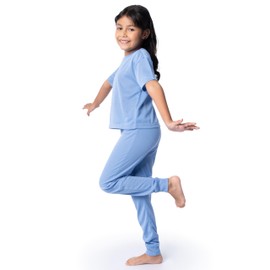 Fruit of the Loom Girls' Relaxing Comfort Loose Fit 2-Piece Pajama Set, Urban Blue