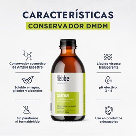 Hebbe - Conservador DMDM, Protección Antimicrobiana para Cosméticos, 250 g