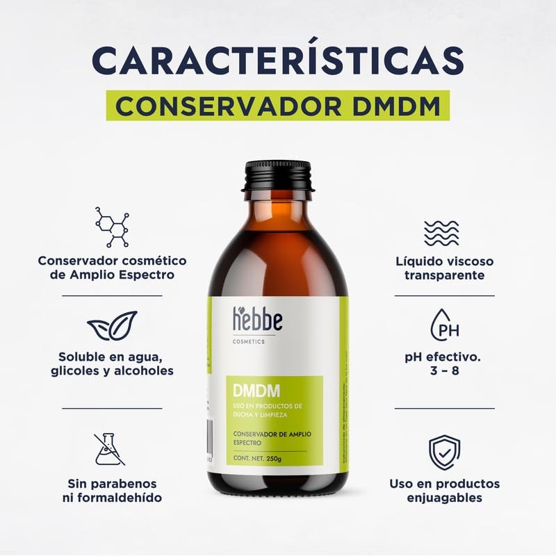 Hebbe - Conservador DMDM, Protección Antimicrobiana para Cosméticos, 250 g