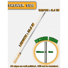 304 Stainless Steel Kabob Skewers for Grilling with Wood Handle,23.5" Heavy Duty Large Wide Flat Metal Skewers for Kabobs,Kebab Skewers, BBQ Barbecue Skewers Reusable for Outdoor Grill（12 PCS）