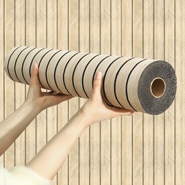 Wood Slat Peel and Stick 3D Wall Panel -15.75"x118"Soundproof Self-Adhesive Wall Sticker, Removable Thick PVC Slat Contact Paper for Kitchen, Bedroom,Ceiling Wall Decoration(Log Color,13Sq.ft)