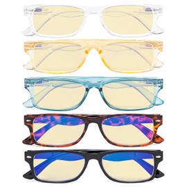 Eyekepper 5 Pack Blue Light Blocking Reading Glasses Design Computer Readers Yellow Tinted +2.50