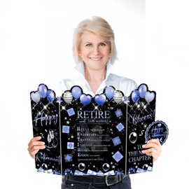 Toerifer Retirement Large Greeting Card, Happy Retirement Giant Guest Book, Retirement Card Big Happy Retirement Card Oversize Plastic Card for Women Men Friends Coworker Family Couple, Blue