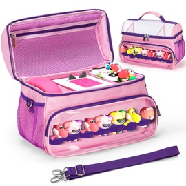 NIFUYOP Carrying Case for Toniebox Starter Set, Cute Travel Bag with Shoulder Strap for Tonie Musical Toy Figures Characters, Portable Storage Organizer for Toniebox Headphones and Accessories, Pink
