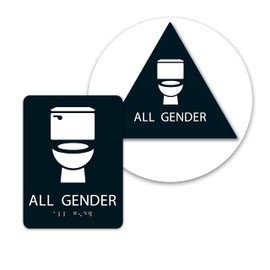 ALPHA DOG ADA SIGNS - All Gender Bathroom Sign Bundle with Braille for Your Business, Wall and Door, ADA Compliant, Indoor or Outdoor, Easy Installation, Made in the USA, Black
