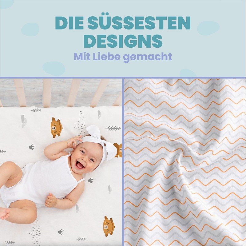 2 x Fitted Sheets Made of 100% cotton with Elastic