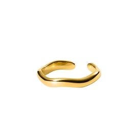 Purelei® Nakuna Ring (Gold, Silver, Rose) Women's Ring Silver 18K Gold-Plated Waterproof Ring with Curved Design, Adjustable Size, Gift for Women, Stainless Steel