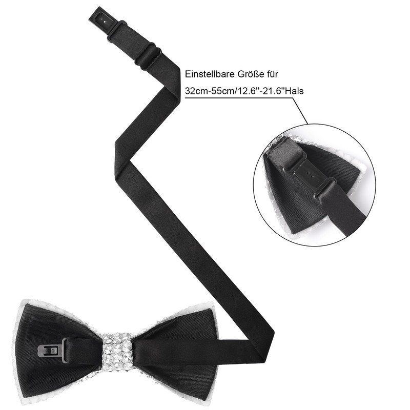 HOULIFE Rhinestone Bow Tie for Men Diamond Bow Tie Pre-Tied