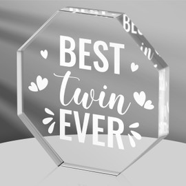 WATINC Appreciation Gifts Award for Twin - Thank You Twins Sisters Brothers Gift, Acrylic Octagon Siblings Plaque Table Sign for Women, Bestie Desk Accessories Ideas for Birthday Thanksgiving Day