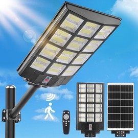 Eontim 3200W Solar Street Light Outdoor, 24000LM 6500K Comercial Parking Lot Light, Waterproof LED Street Light Solar Powerd, Dusk to Dawn Solar Security Flood Light with Motion Sensor for Yard Garden