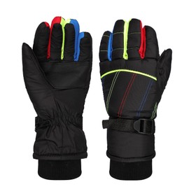 Waterproof Kids Ski Gloves Winter Thermal Snow Mittens Fleeced Lined Cold Weather Gloves Outdoor Windproof Warm Children Skiing Snowboarding Gloves Mittens for Girls Boys Aged 6-10 Years Old