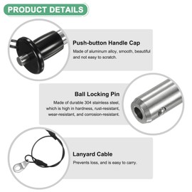 M METERXITY 4Pcs Ball Locking Pins 8mm Dia 25mm Usage Length Button Handle Quick Release Pin