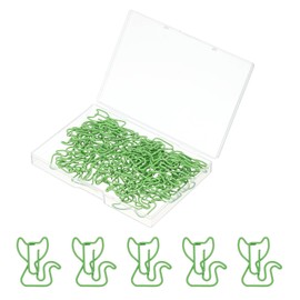 PATIKIL 50pcs Paper Clip, Cat Shape Paper Clip Small Cute Rust-Proof Metal Strong Durable Bulk for Office Home, 31mm, Green
