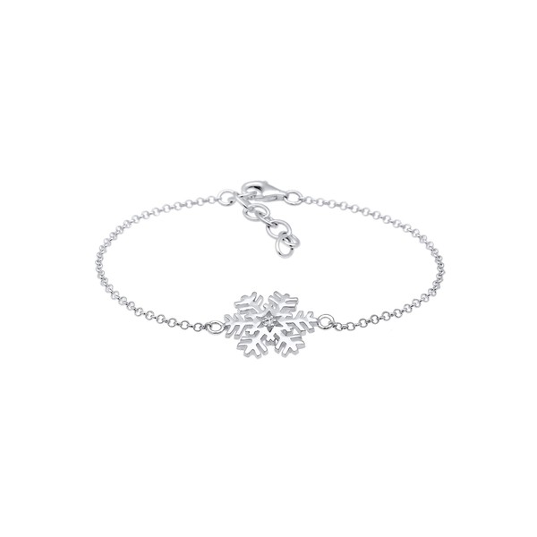 Elli Bracelet Ladies Snowflake Pendant Playful with Crystal in 925