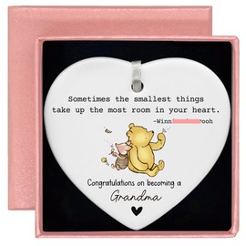 New Grandma Gift-Winie Gifts The Pooh Theme-Promoted to Nana-Baby Gift Shower-Pregnancy Announcement Gift,Baby Reveal Idea Sometimes The Smallest Things-Heart Shaped Ornament