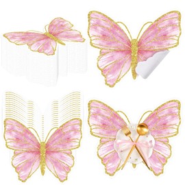 50 Pcs Butterfly Paper Placemats Disposable Butterfly Placemats Butterfly Place Mat for Spring Summer Wedding Birthday Baby Shower Holiday Party Kitchen Dining Table, 13 x 10.8 Inches (Pink)
