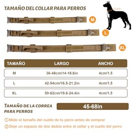 Collar de Perro Táctico, Juego de Collar y Correa para Perro Collar Táctico Hebilla de Metal Resistente Ajustable para Entrenamiento de Perro Grande Mediano Accesorios para Perro