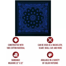 Rothco Trainmen Bandana - Black With Blue Trainmen Paisley Design 22" Bandana