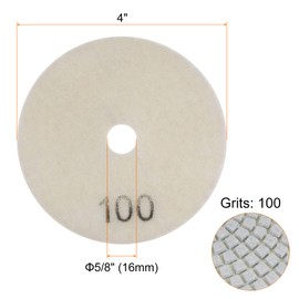 HARFINGTON 5pcs Diamond Polishing Pads 4" Grits 100 Wet/Dry Polish Pad for Stone Concrete Marble Countertop Quartz for Polisher Grinder