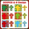 Haooryx 300pcs Make Your Own Christmas Theme Cross-Shaped Stickers, Mix