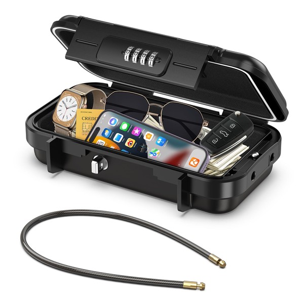 ORIA Travel Safe Lock Box, Portable Lockbox with 4 Digital