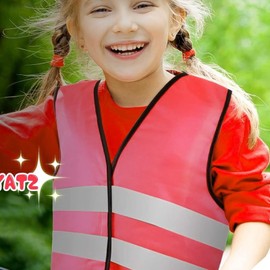 Pink High Visibility Vest for Children Kids High Hi Vis Safety Vests Unisex Children's Safety Clothes Reflective Gear Jacket in the Dark for 2-4 Years Boys Girls Gift Play Outside Ride Bike