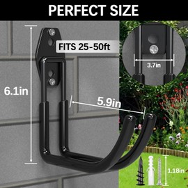 3-H Heavy Duty Hose Holder Wall Mount for Garden, 4-Pack Hose Hook with 3 Reinforced Welding Points & Non-Slip PVC Coating, Indoor/Outdoor Garden Hose Holder for Garage, Yard, Shed