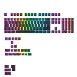 GLORIOUS Gaming - GPBT Aura RGB Keycaps: Pudding Style Keycaps, Double-Shot PBT, Translucent, for Mechanical 100%, 75%, 65% and 60% Special Keyboards, Black, German QWERTZ Assignment